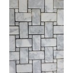 Carrara White 1x2 Basketweave Tumbled Marble Mosaic